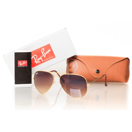 Солнцезащитные очки Ray Ban Aviator (Авиаторы-капли) 3026brown-gold